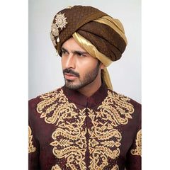 Deep Burgundy Pure Jamavar Silk Shux Sherwani with intricate embroidery