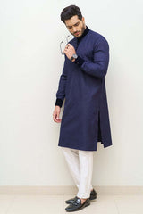 Blue on Blue Embroidered Cotton Kurta