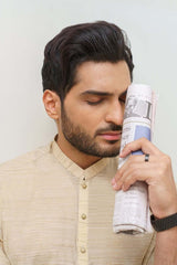 Premium Textured White Cotton Kurta with Metal Buttons