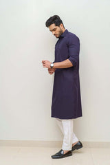 Midnight Blue Viscose Blended Cotton Kurta