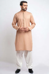 Mellow Peach & Coffee Fusion Cotton Kurta