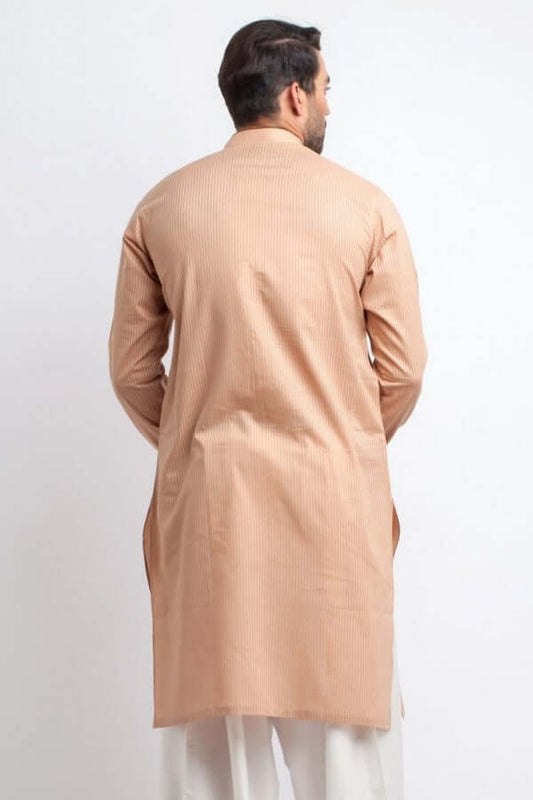 Mellow Peach & Coffee Fusion Cotton Kurta