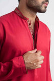 Elegant Red Cotton Kurta
