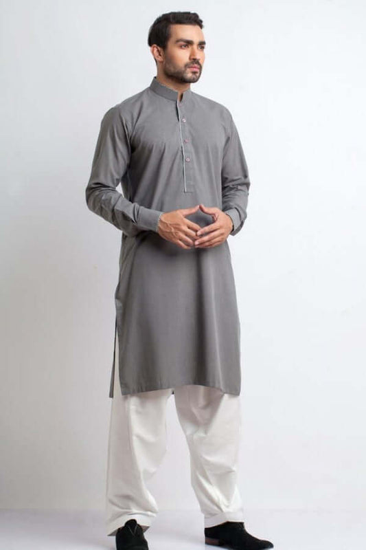 Elegant Lilac Grey Handwoven Cotton Kurta