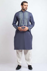 Lilac Grey Artisanal Weave Kurta