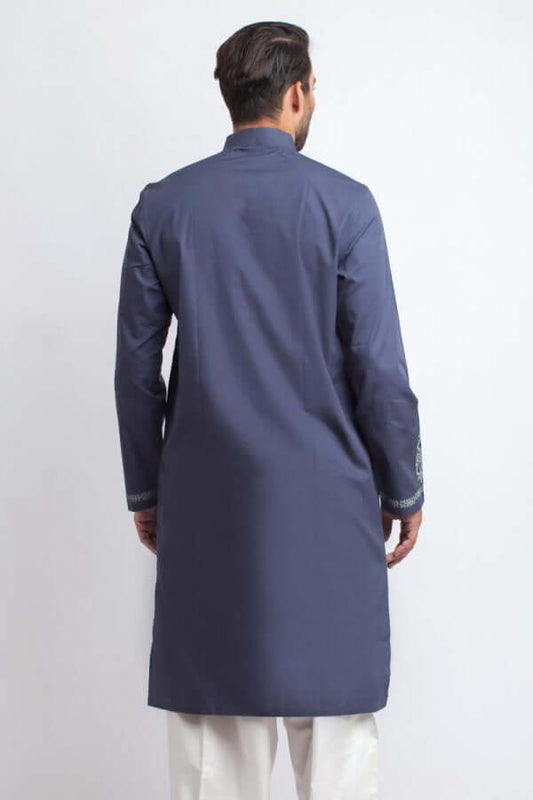 Lilac Grey Artisanal Weave Kurta