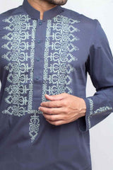 Lilac Grey Artisanal Weave Kurta