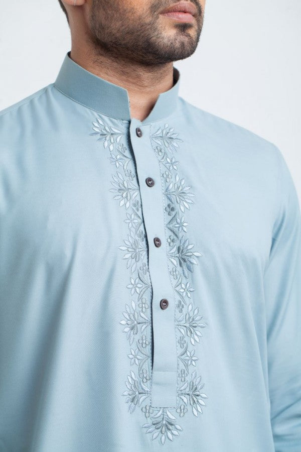 Elegant Blue Embroidered Shalwar Kameez