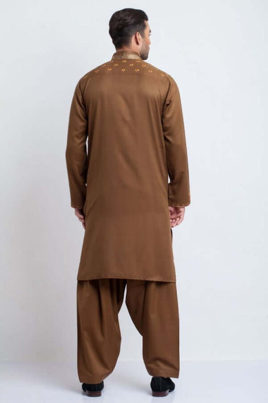 Mustard Embroidered Shalwar Kameez