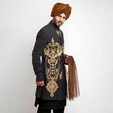 Black Form-Fitted Short Sherwani with sleek design and modern fit