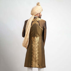 Antique Gold and Black Brocade Sherwani